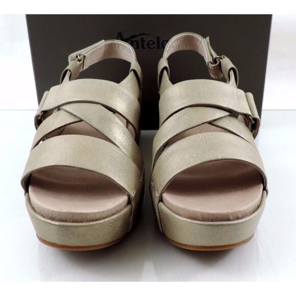 Women's Shoes Antelope 405 Double Vel Wedge Sandal Metallic Grey Size 10 / EU 41 - Picture 7 of 9